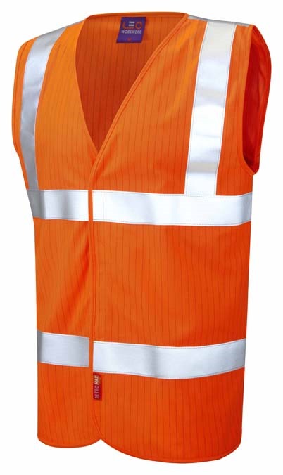 LEO WORKWEAR CLIFTON ISO 20471 Cl 2 LFS Waistcoat (EN 14116) EN 1149